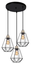 Lampa wisząca Primo talerz czarny+patyna  3x60W E27 klosz czarny