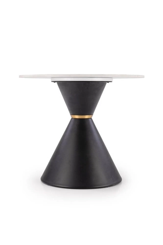 Stolik kawowy Javin S okrągły biały marmur czarny nowoczesny glamour do salonu 60 cm