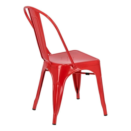 Krzesło metalowe Paris czerwone inspirowane Tolix do jadalni i kuchni styl industrialny