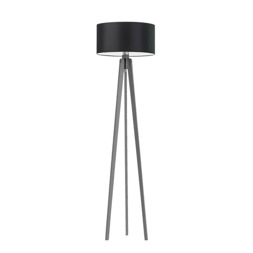 Lampa podłogowa MIAMI abażur czarny stelaż popielaty