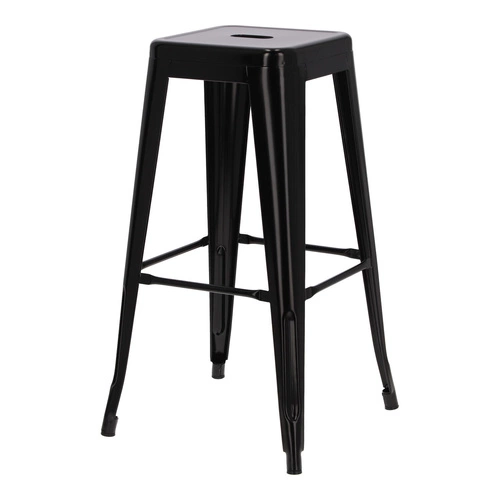 Hoker Paris 75 cm czarny metalowy bez oparcia do kuchni i wyspy inspirowany Tolix industrialny