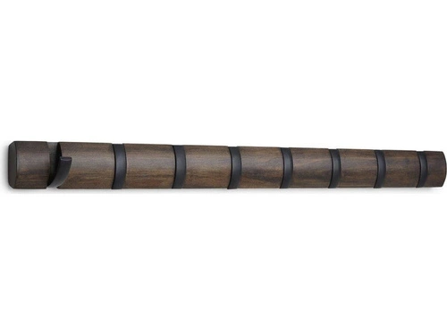 Wieszak ścienny do przedpokoju Flip Umbra drewniany nowoczesny z 8 uchwytami brązowy