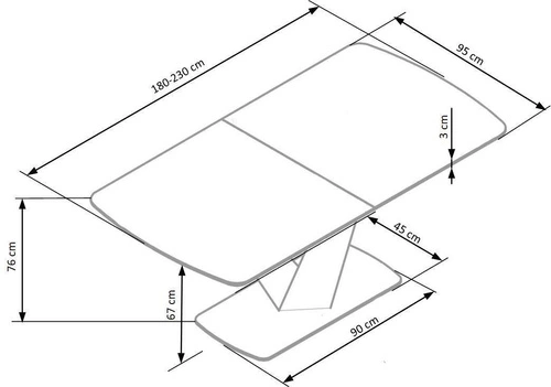 Stół rozkładany do jadalni Vinstron nowoczesny szary blat czarne nogi 180-230 cm Intesi