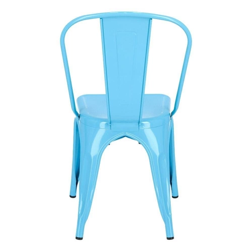 Krzesło metalowe Paris niebieskie inspirowane Tolix do jadalni i kuchni industrialne D2.DESIGN