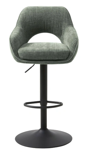 Hoker Cowley zielony regulowany z oparciem do kuchni na czarnej nodze