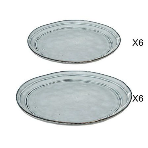 Zestaw obiadowy Flower 5five simply smart 12-elementowy ceramiczny niebieski do jadalni zmywarka