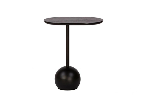 Stolik kawowy Boll okrągły 30 cm fornir orzechowy czarny nowoczesny loftowy do salonu
