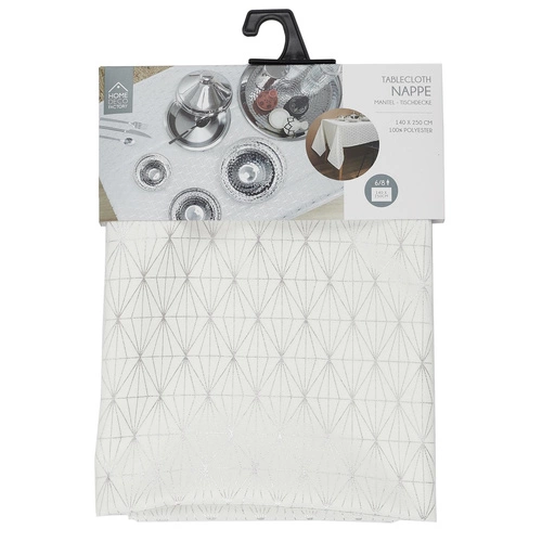 Obrus na stół Geometric Dore prostokątny biały 140x250cm nowoczesny do jadalni Intesi