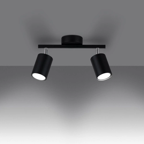 Plafon sufitowy LEMMI 2 czarny minimalistyczny metalowy z ruchomym kloszem do salonu