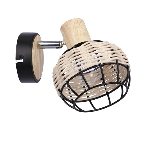 Kinkiet Tajga lampa czarny+drewniany 1x40W E14 klosz czarny+drewniany