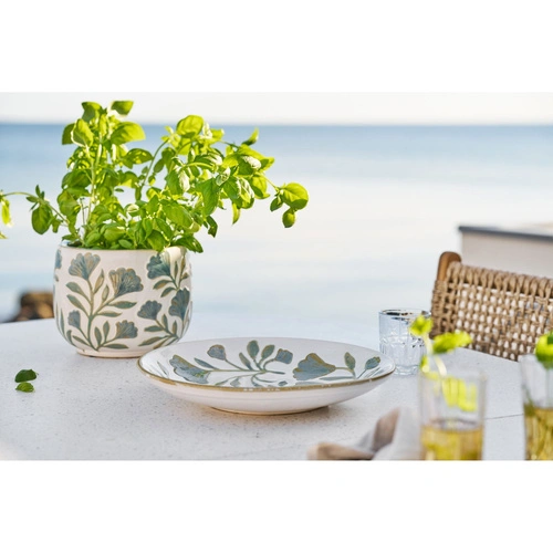 Taca dekoracyjna okrągła ceramiczna Miłorząb biała House Nordic 35,5 cm