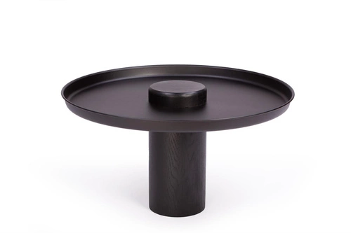 Stolik kawowy okrągły TYK 630 czarny dębowy nowoczesny do salonu NORDIFRA 63 cm