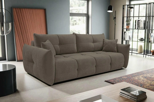 Sofa rozkładana Bode 3 osobowa z pojemnikiem do salonu brązowo-szara nowoczesna