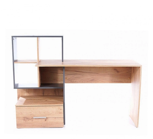 Biurko nowoczesne z półkami i szufladą Garos 2 dąb wotan antracyt do pracy i nauki