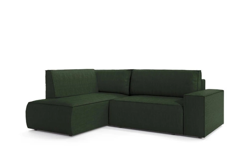 Narożnik z funkcją spania Molde L lewy sztruksowy granatowy z pojemnikiem do salonu Intesi