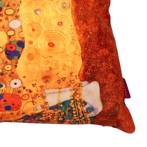 Poduszka dekoracyjna welurowa Pocałunek Intesi 40x40 złota do salonu antyalergiczna