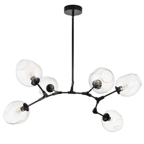 Lampa wisząca MODERN ORCHID-6 czarna szklana do salonu 130 cm regulowana