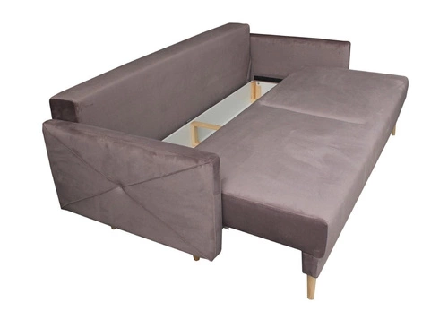 Sofa rozkładana z funkcją spania Saxo różowa do salonu skandynawska z pojemnikiem Intesi