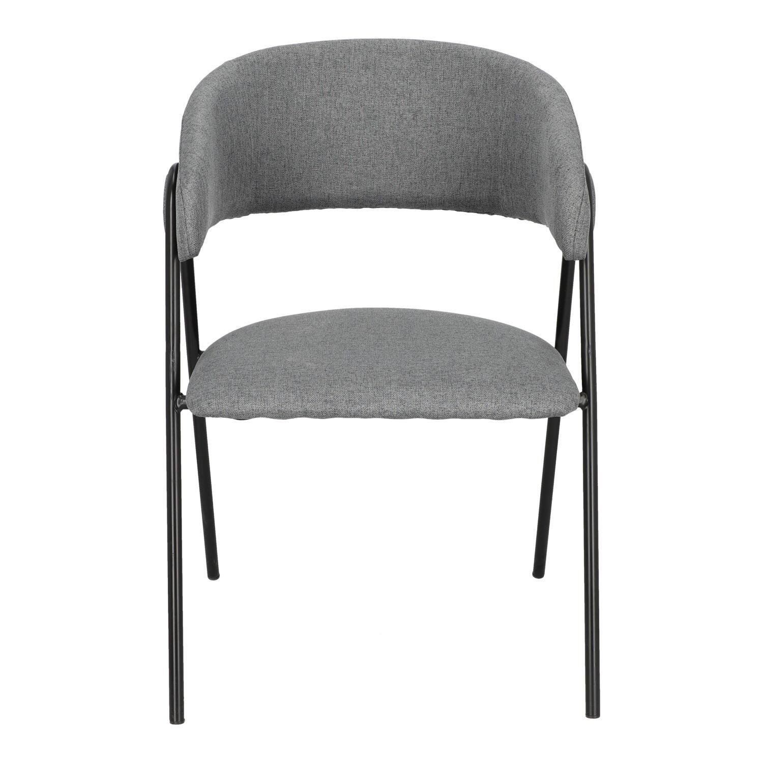 Krzesło tapicerowane Larisa szare z podłokietnikami loftowe do jadalni i kuchni Intesi