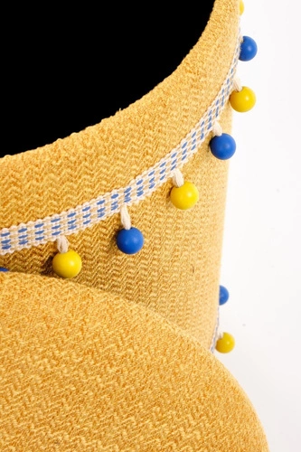 Zestaw 2 puf Eblis żółte okrągłe ze schowkiem do salonu i pokoju dziecięcego Intesi