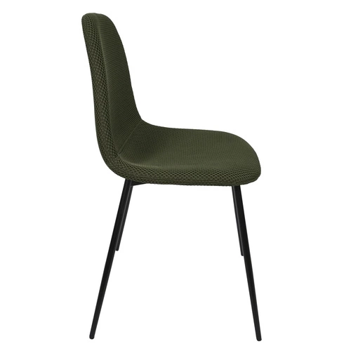 Krzesło tapicerowane Pori zielone khaki Intesi do jadalni nowoczesne na czarnych metalowych nogach