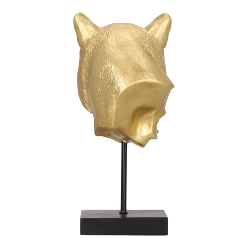 Figurka dekoracyjna lew Lion złota glamour Atmosphera na czarnej podstawie do salonu 35,5 cm