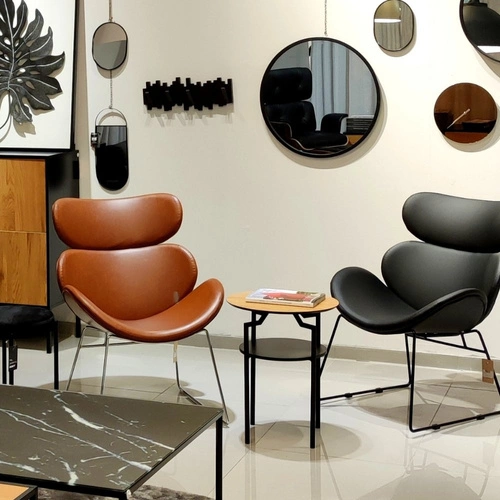 Fotel uszak Cazar brązowy ekoskóra loftowy do salonu industrialny nowoczesny wypoczynkowy Actona