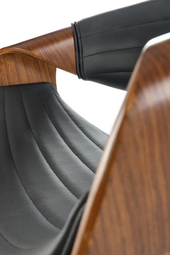 Hoker Analis czarny z oparciem i podłokietnikami do kuchni loftowy orzechowy 63 cm Intesi