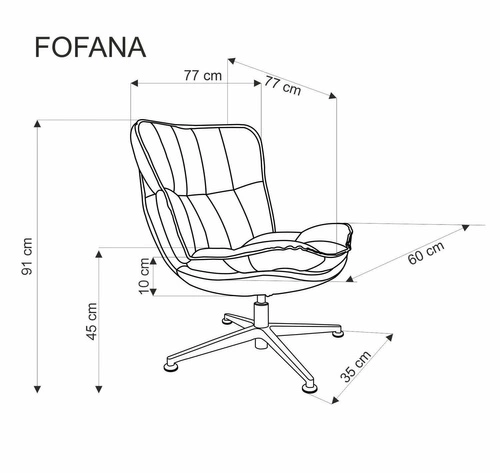 Fotel wypoczynkowy Florens kremowy obrotowy do salonu nowoczesny tkanina Intesi