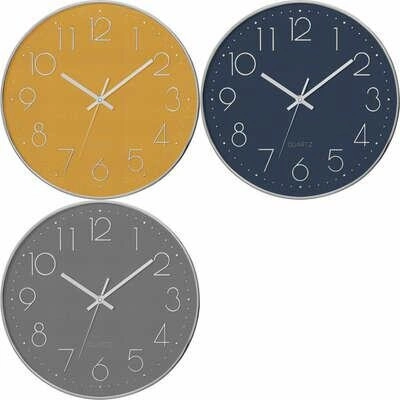 Nowoczesny zegar ścienny Laure 30 cm granatowy cichy mechanizm do salonu Atmosphera