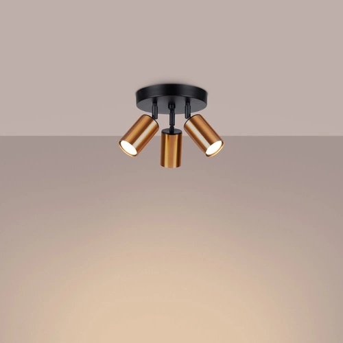 Plafon sufitowy WINX 3P czarny miedź nowoczesny stalowy do salonu i sypialni SOLLUX