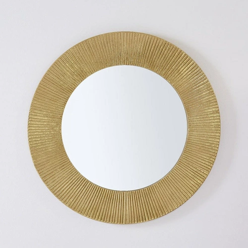 Lustro okrągłe Milda 90cm złote glamour do salonu w metalowej ramie Atmosphera