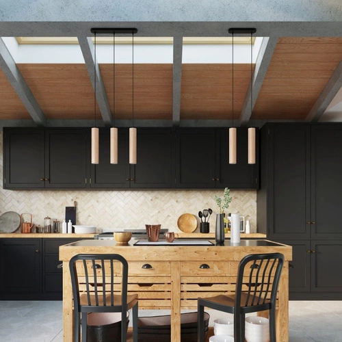 Lampa wisząca drewniana LINO 1 nowoczesna tuba do salonu kuchni i nad wyspę Sollux