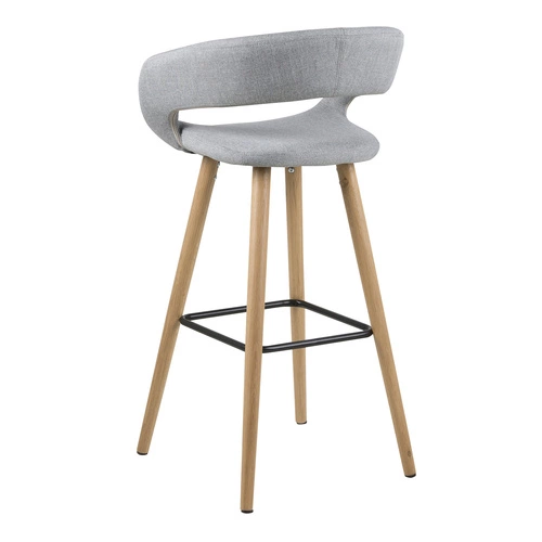 Hoker Grace Actona tapicerowany szary jasny 65 cm z podłokietnikami do wyspy kuchennej