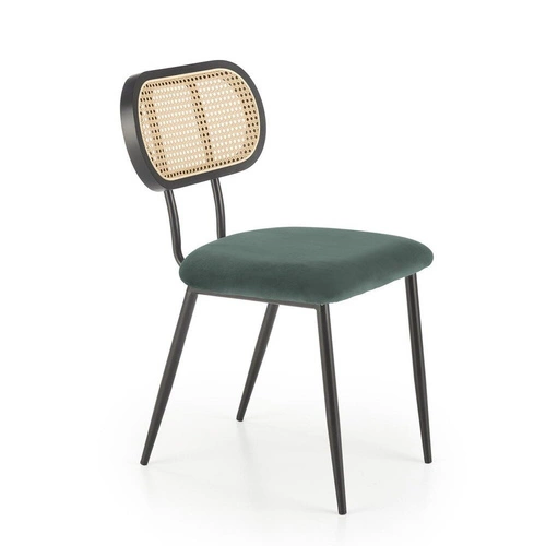 Krzesło tapicerowane welur Sophie zielone do jadalni i salonu nowoczesne na czarnych nogach