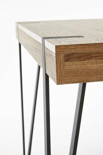 Biurko do pracy nowoczesne z szufladą Indorika orzech miodowy czarne loft 110x55 cm Intesi