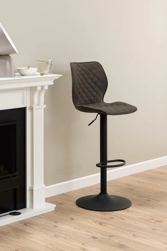 Hoker tapicerowany Naomi Actona antracytowy z oparciem, regulowany, obrotowy do kuchni