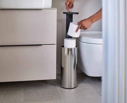 Joseph Joseph Easystore Luxe nowoczesny stojak na papier toaletowy srebrny stalowy do łazienki