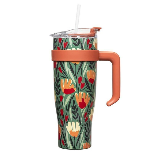 Kubek termiczny z uchwytem Fleur 1,2l     zielony