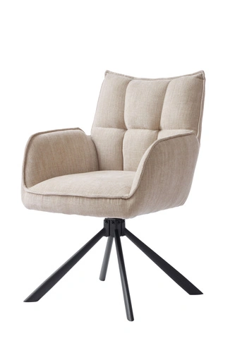 Fotel obrotowy tapicerowany Merys beżowy do salonu nowoczesny z podłokietnikami
