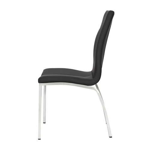 Krzesło do jadalni Asama Actona czarne tapicerowane ekoskóra nowoczesne na metalowych nogach