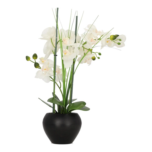 Sztuczny storczyk Atmosphera biały nowoczesny do salonu 53 cm jak żywy w doniczce