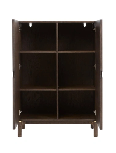 Komoda Arun wysoka 90 cm drewniana espresso nowoczesna do salonu