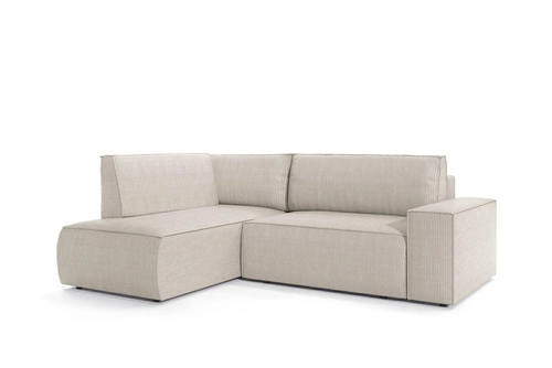 Narożnik z funkcją spania Molde L lewy sztruksowy beżowy z pojemnikiem do salonu