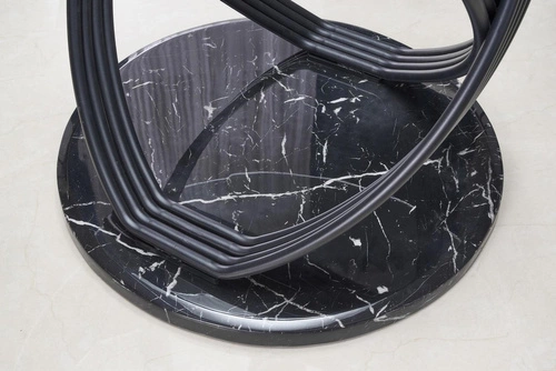 Stół do jadalni Ticco nowoczesny okrągły szklany transparentny na jednej nodze czarny 122 cm