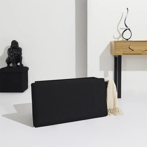 Pufa składana ze schowkiem Velse Atom czarna prostokątna nowoczesna do przedpokoju Intesi