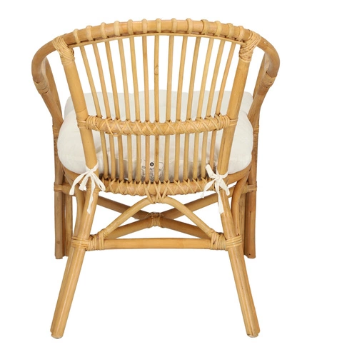 Fotel rattanowy Neta boho do salonu z podłokietnikami i poduszką Atmosphera naturalny