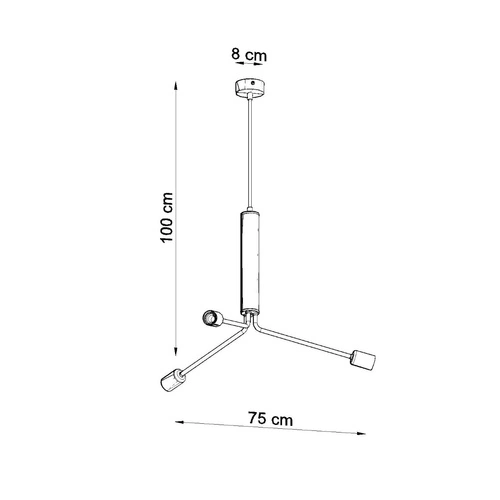 Żyrandol do salonu nowoczesny czarny 3-punktowy metalowy DUOMO Sollux Lighting 75 cm