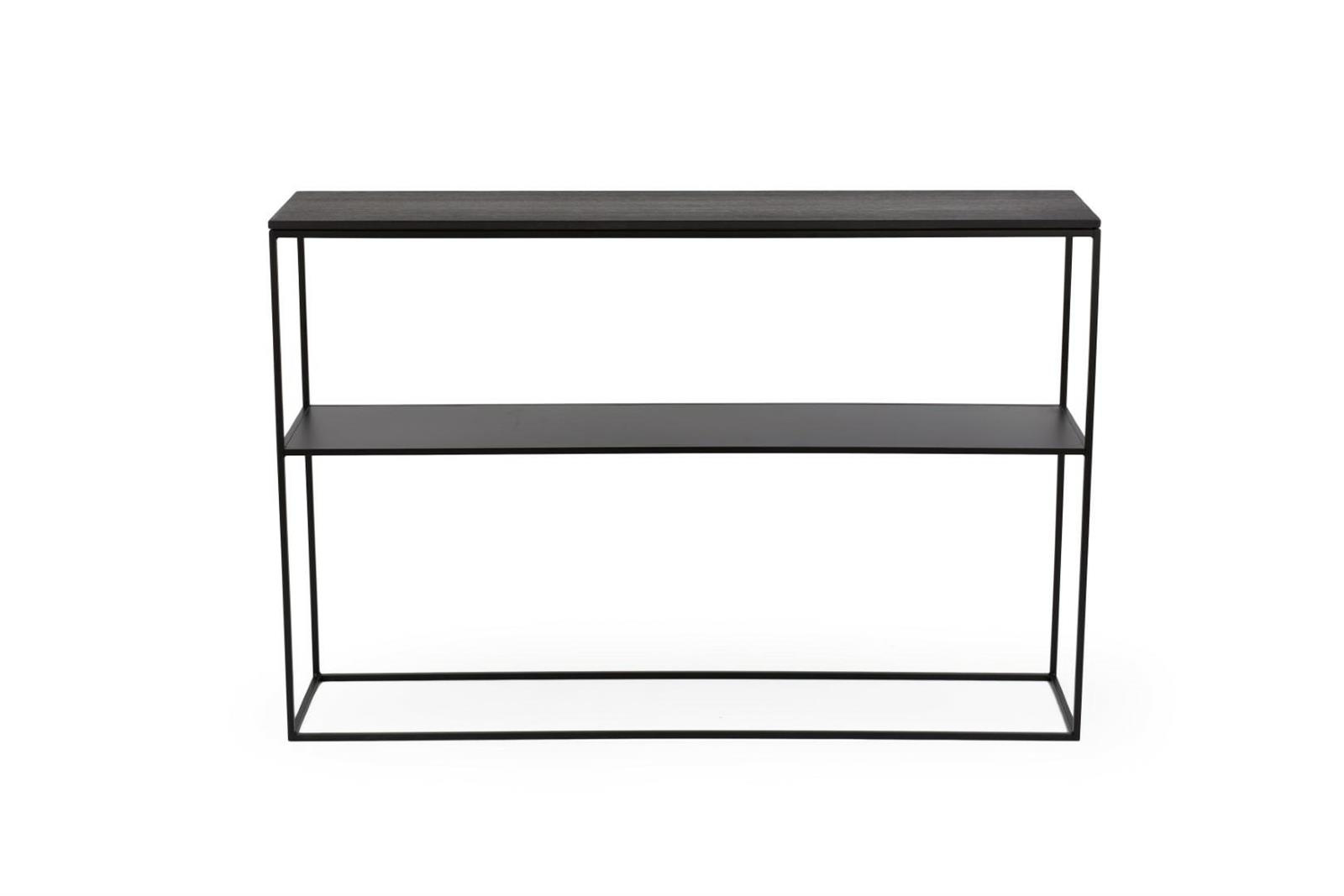 Konsola przyścienna STAM 280 czarny dąb nowoczesna z półką do salonu i przedpokoju NORDIFRA