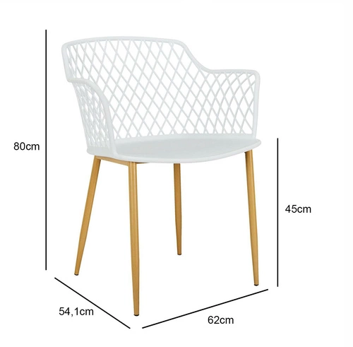 Krzesło do jadalni Basel białe z tworzywa sztucznego i podłokietnikami styl boho Intesi